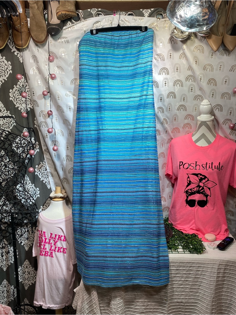 Blue Ombre Maxi Dress - Women's Gradient Strapless Style